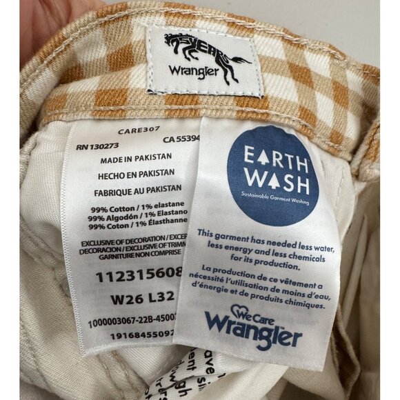 Wrangler Wanderer 622 gingham high waist flare jeans sz tan 26x32 - Picture 9 of 10